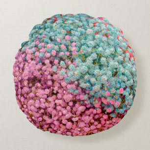 Colorful Pastel Gypsophila Baby Breath Flowers Pat Round Pillow