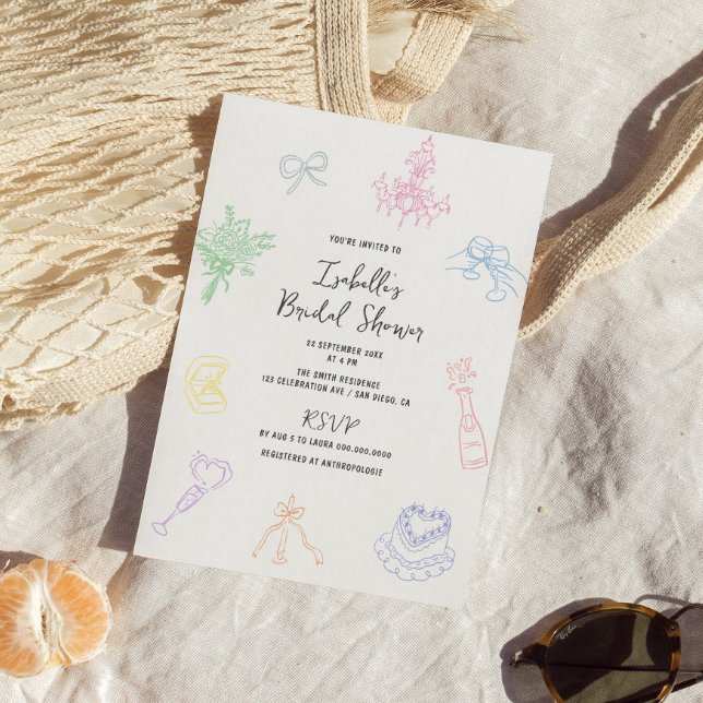 Colorful Pastel Hand Drawn Bridal Shower Invitation (Creator Uploaded)