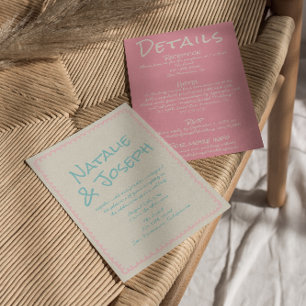 Colorful Pastel Hand Written All In One Wedding Invitation