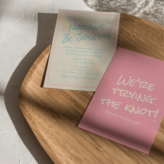 Colorful Pastel Hand Written Spring Fun Wedding  Invitation (Creator Uploaded)