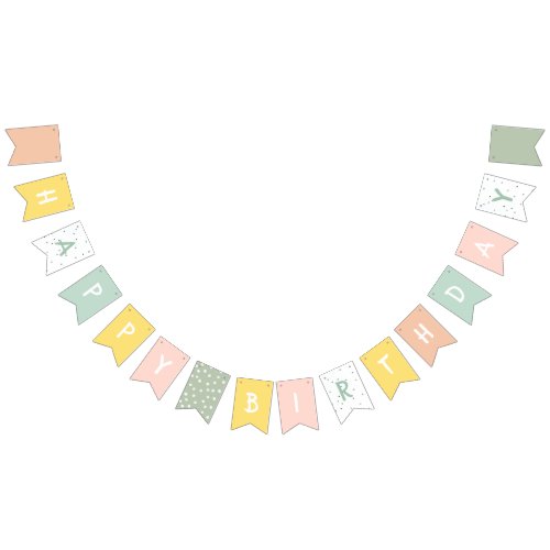 Colorful Pastel Happy Birthday  Bunting Flags