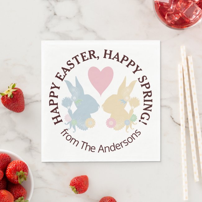 Colorful Pastel Heart and Bunny Easter Paper