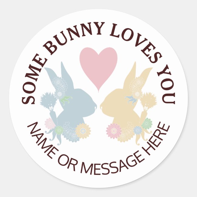 Colorful Pastel Heart and Bunny Silhouettes