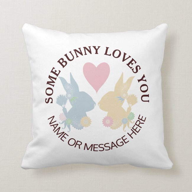 Colorful Pastel Heart and Bunny Silhouettes Easter