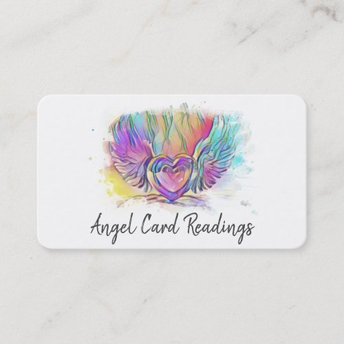  Colorful Pastel Heart Angel Wings AP78  QR Business Card
