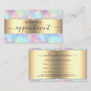 Colorful Pastel Holographic Glitter Diamonds  Appointment Card