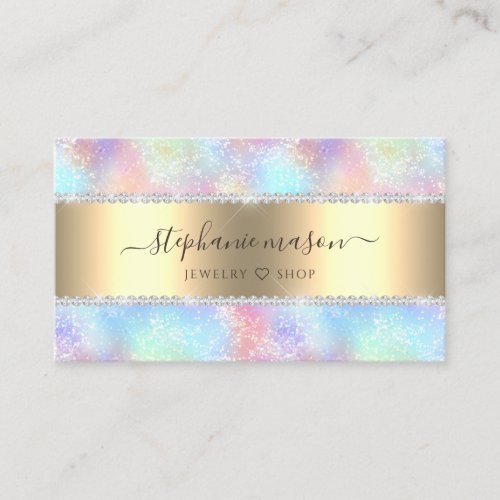 Colorful Pastel Holographic Glitter Diamonds Girly Calling Card