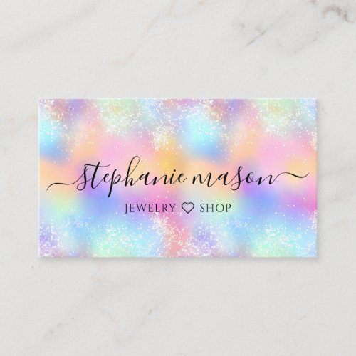 Colorful Pastel Holographic Glitter Girly Calling Card