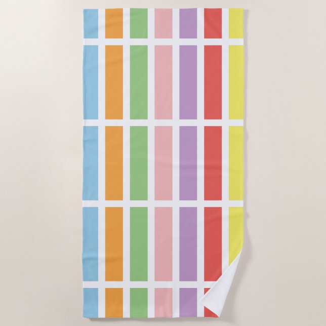 Colorful Pastel Hues Beach Towel (Front)