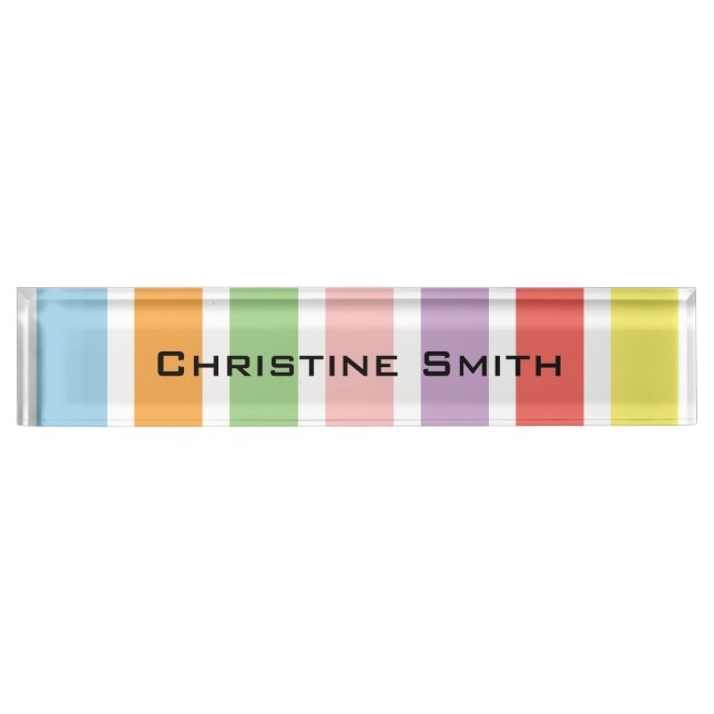 Colorful Pastel Hues Desk Name Plate (Front)