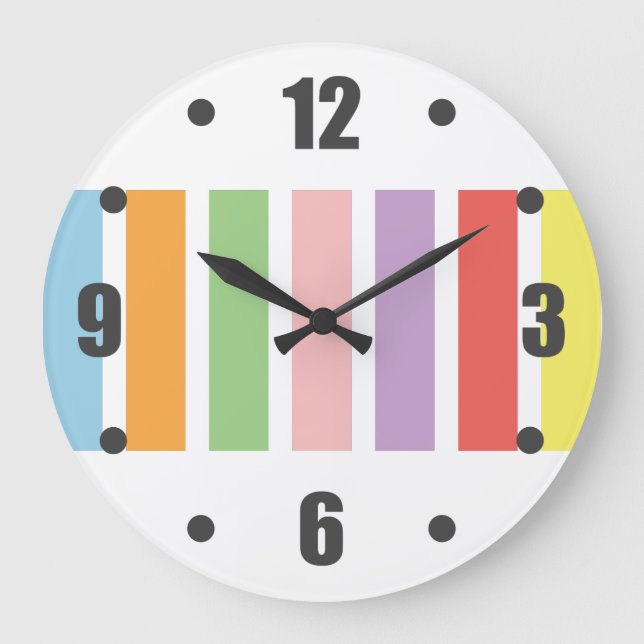 Colorful Pastel Hues Large Clock (Front)