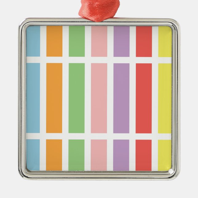 Colorful Pastel Hues Metal Ornament (Front)
