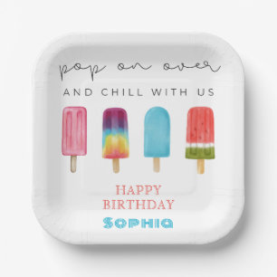 Colorful Pastel Ice Cream Birthday Paper Plate