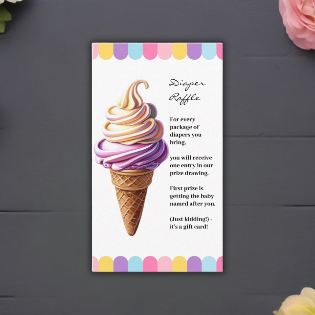 Colorful Pastel Ice Cream Sundae Baby Shower Enclosure Card (Creator Uploaded)