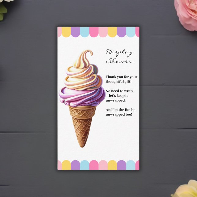 Colorful Pastel Ice Cream Sundae Baby Shower Enclosure Card (Creator Uploaded)