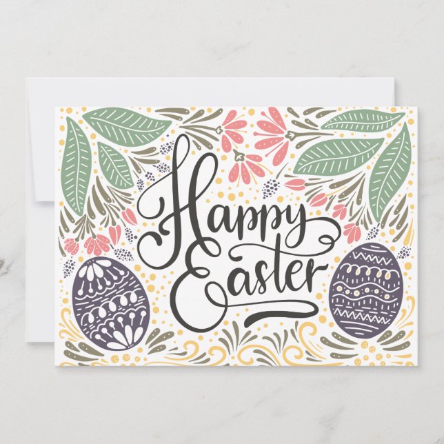 Colorful Pastel Illustrated Easter Photo Card (Front)