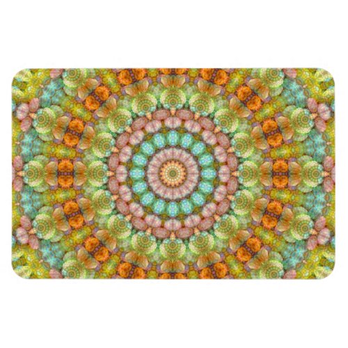 Colorful Pastel Jellybean Mandala Kaleidoscope Magnet