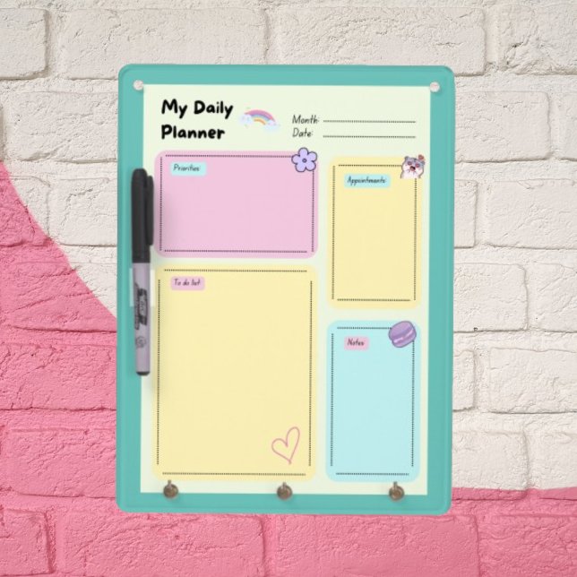 Colorful Pastel Kawaii Cute Daily Planner Dry Erase Board (Creator Uploaded)