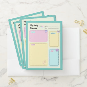 Colorful Pastel Kawaii Cute Daily Planner Pocket Folder