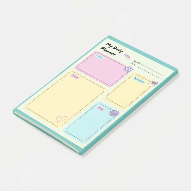 Colorful Pastel Kawaii Cute Daily Planner Post-it Notes (Angled)