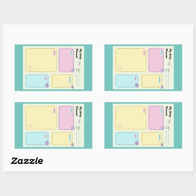 Colorful Pastel Kawaii Cute Daily Planner Rectangular Sticker (Sheet)