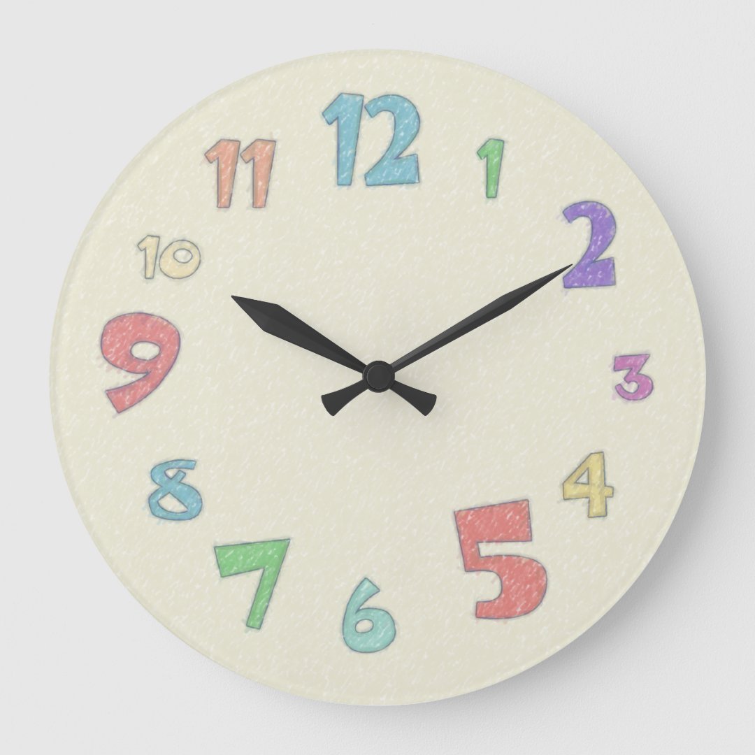 Colorful Pastel Large Clock | Zazzle