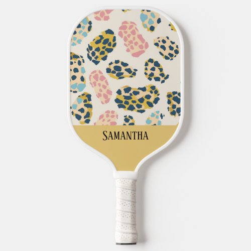 Colorful Pastel Leopard Print Seamless Pattern  Pickleball Paddle