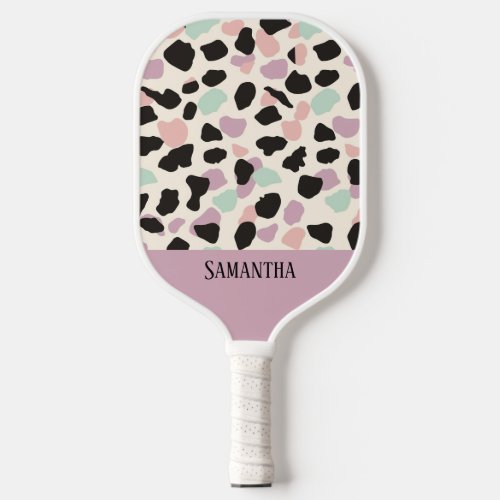 Colorful Pastel Leopard Print Seamless Pattern Pickleball Paddle