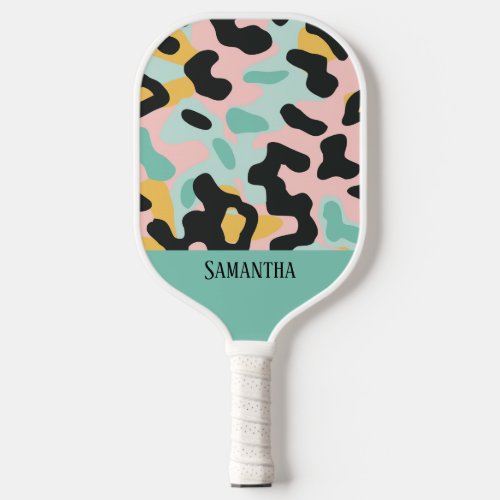 Colorful Pastel Leopard Print Seamless Pattern Pickleball Paddle