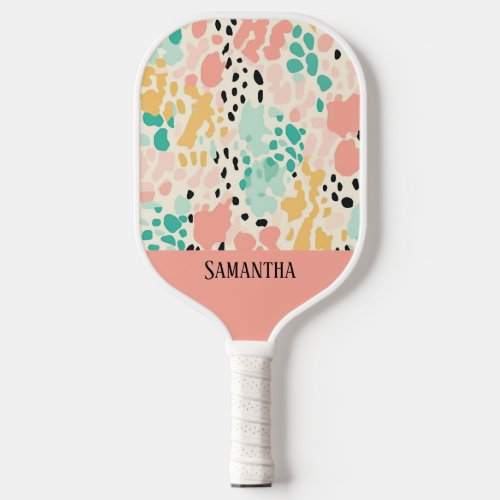 Colorful Pastel Leopard Print Seamless Pattern Pickleball Paddle