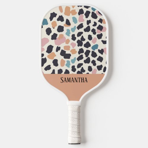 Colorful Pastel Leopard Print Seamless Pattern Pickleball Paddle