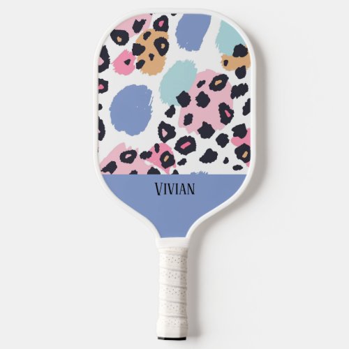 Colorful Pastel Leopard Print Seamless Pattern  Pickleball Paddle