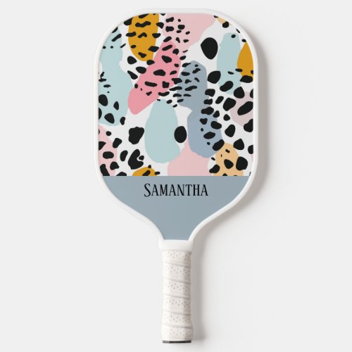 Colorful Pastel Leopard Print Seamless Pattern Pickleball Paddle