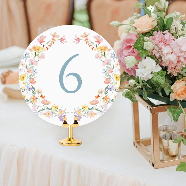 Colorful Pastel Meadow Wild Flower Table Number (Creator Uploaded)