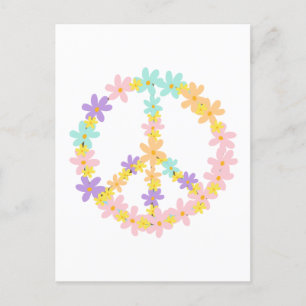 Colorful Pastel Mermaid Colors Floral Peace Sign Postcard