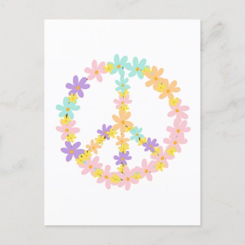 Colorful Pastel Mermaid Colors Floral Peace Sign Postcard