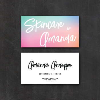 Colorful Pastel   Modern Calligraphy Script  Business Card by PaperDahlia at Zazzle