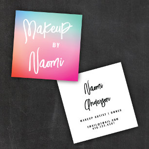 Colorful Pastel + Modern Calligraphy Script Square Business Card