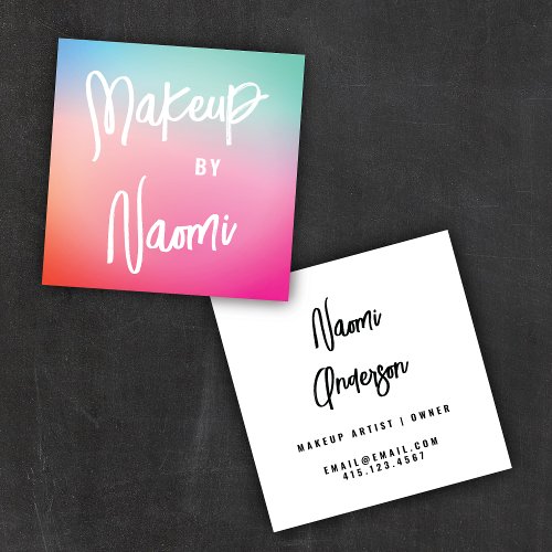 Colorful Pastel  Modern Calligraphy Script Square Business Card