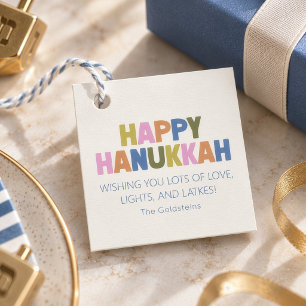 Colorful Pastel Modern Hanukkah Holiday Custom Favor Tags