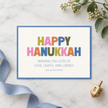 Colorful Pastel Modern Hanukkah Holiday Greeting