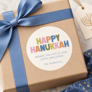 Colorful Pastel Modern Hanukkah Holiday Greeting Classic Round Sticker
