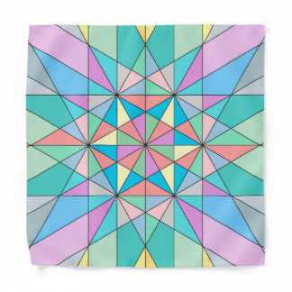 Colorful Pastel Mosaic Triangle Star Pattern Bandana
