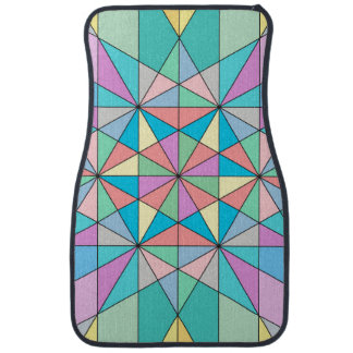 Colorful Pastel Mosaic Triangle Star Pattern Car Floor Mat