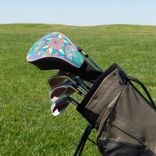 Colorful Pastel Mosaic Triangle Star Pattern Golf Head Cover