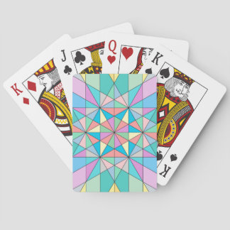 Colorful Pastel Mosaic Triangle Star Pattern Poker Cards