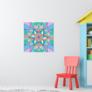 Colorful Pastel Mosaic Triangle Star Pattern Poster