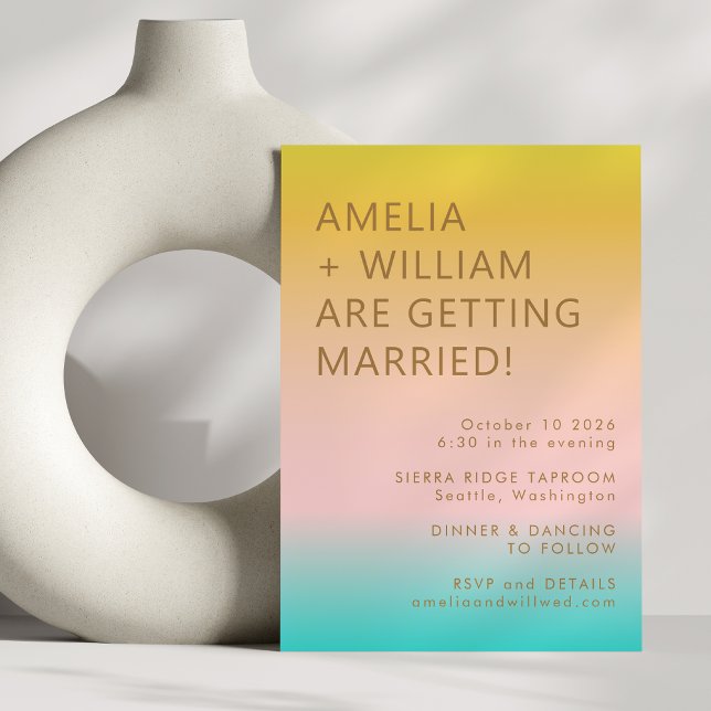 Colorful Pastel Ombre Gradient Summer Wedding Invitation (Creator Uploaded)