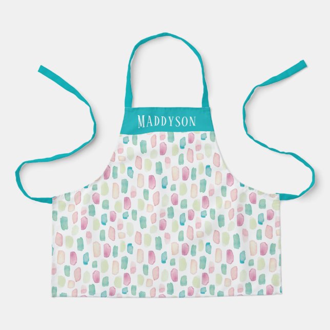 Colorful Pastel Paint Stroke Pattern Print Apron (Front)