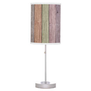 Colorful Pastel Painted Weathered Wood Table Lamp